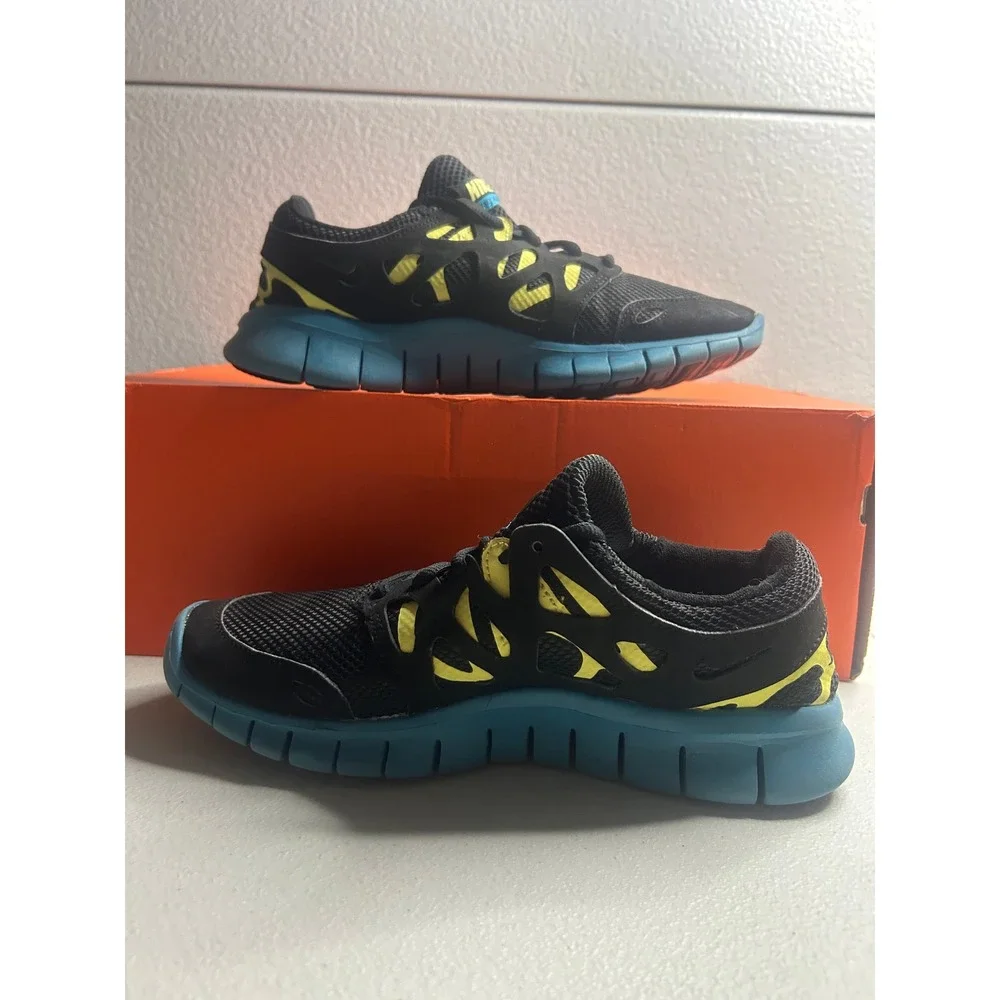 Nike Free Run 2 Black Yellow Blue Women Size 8 #2956
